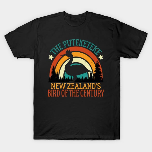 Funny Puteketeke New Zealand's Bird Of The Century Vintage T-Shirt by rhazi mode plagget